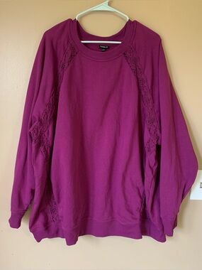 Torrid Lace Pullover Crew Soft Sweatshirt Purple Plum Size 4x PLUS